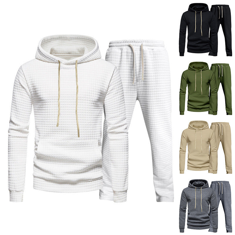 Herren avslappnad fritids-Hoodie-set med strukturerad yta och elastisk midja Eva Jonsson-Eva Jonsson