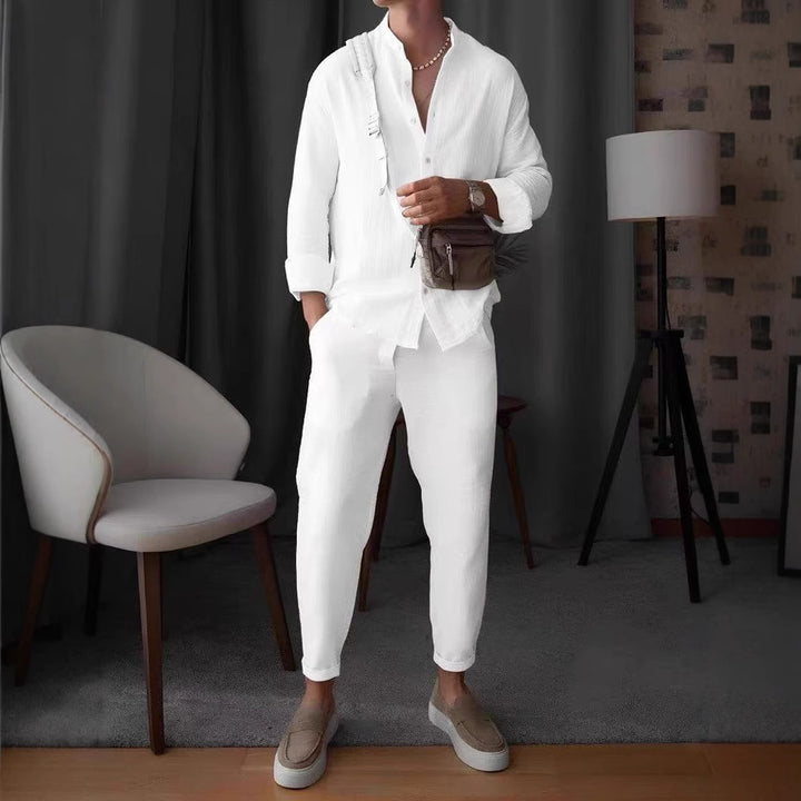 Herren avslappnad långärmad blus med strukturerad design Mirla-Eva Jonsson