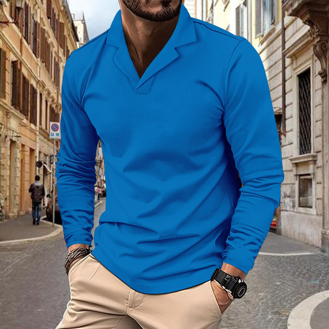 Herren avslappnad långärmad polo med strukturerad design Mirla-Eva Jonsson