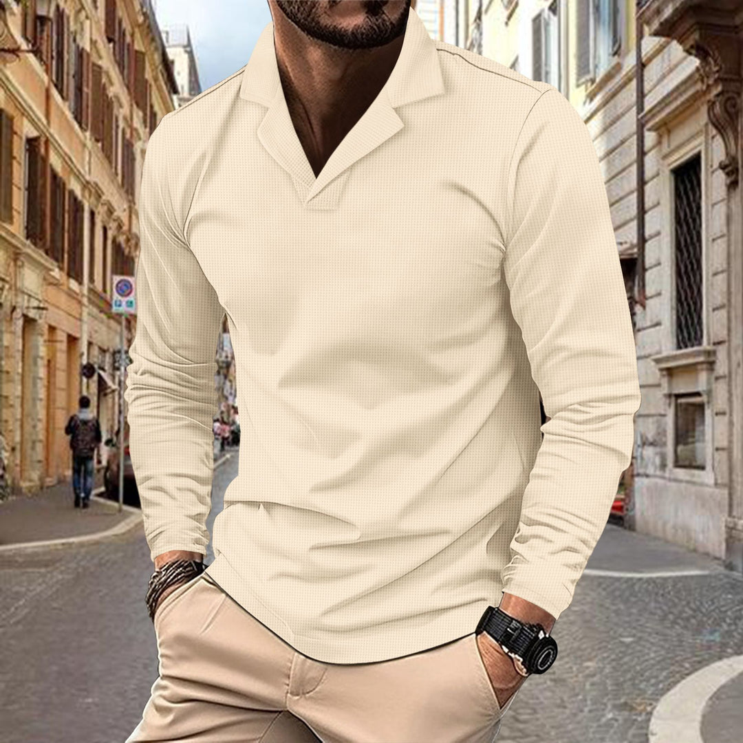 Herren avslappnad långärmad polo med strukturerad design Mirla-Eva Jonsson