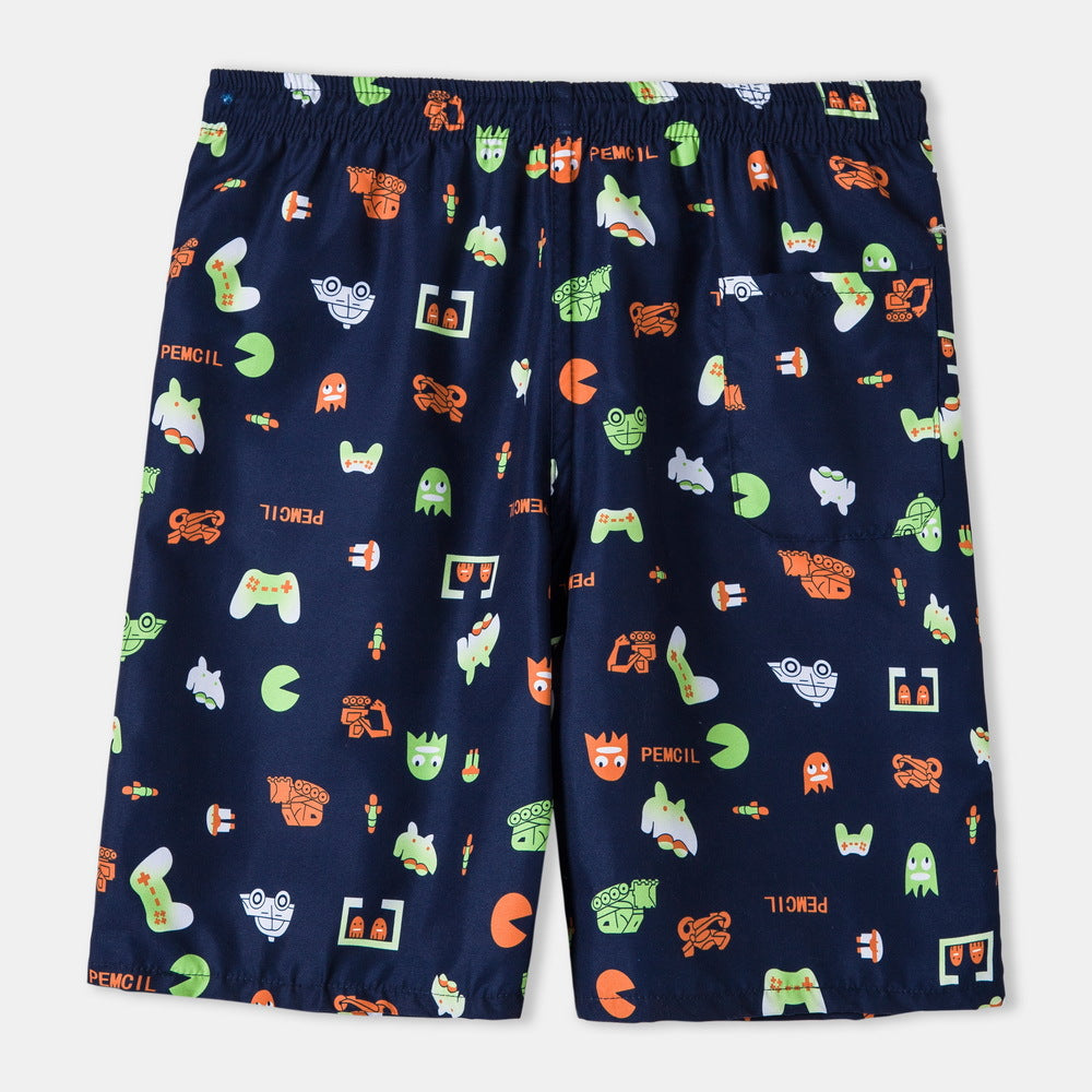 Herren badshorts i lekfull grafikdesign med elastisk midja och dragkedja Mirla-Eva Jonsson