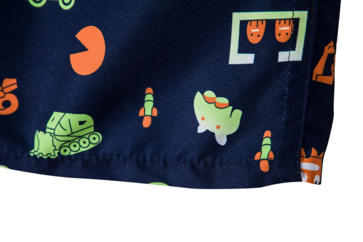 Herren badshorts i lekfull grafikdesign med elastisk midja och dragkedja Mirla-Eva Jonsson