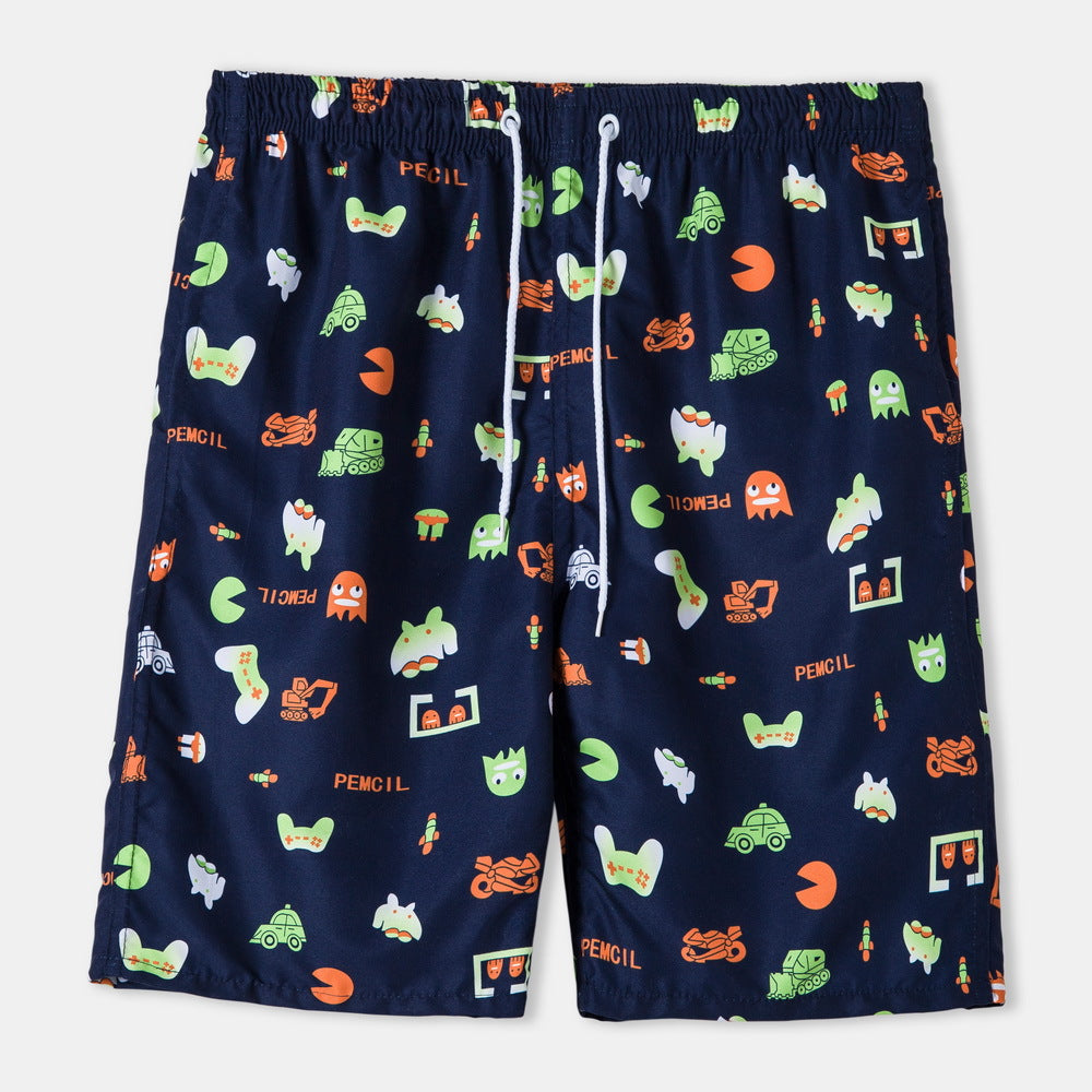 Herren badshorts i lekfull grafikdesign med elastisk midja och dragkedja Mirla-Eva Jonsson