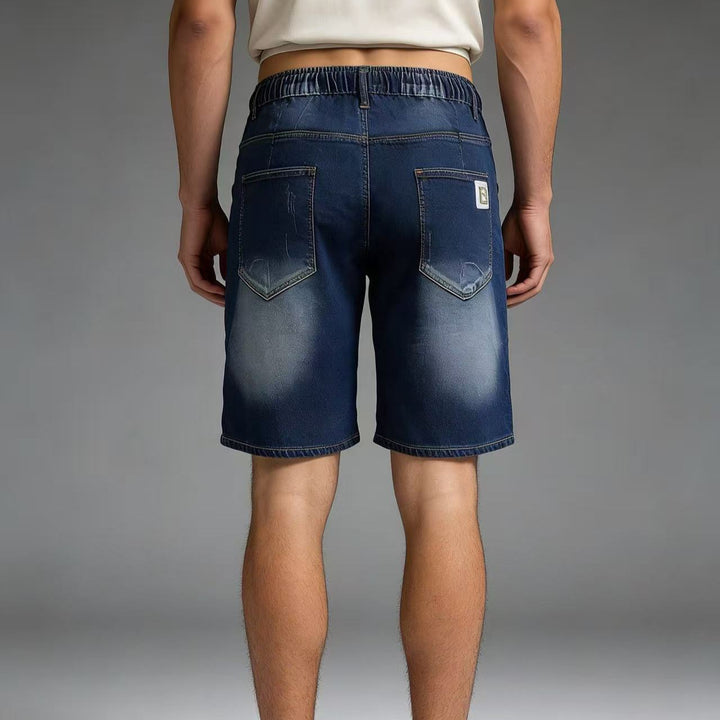 Herren bekväma denimshorts med elastisk midja och avslappnad design Mirla-Eva Jonsson
