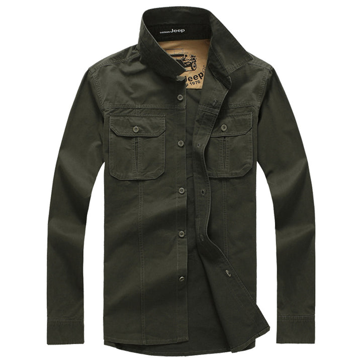 Herren bomulls-utility-skjorta med praktiska fickor Mirla-Eva Jonsson