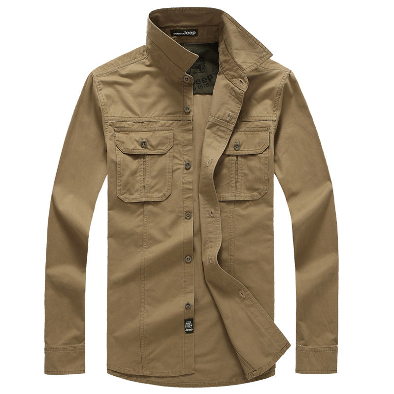 Herren bomulls-utility-skjorta med praktiska fickor Mirla-Eva Jonsson