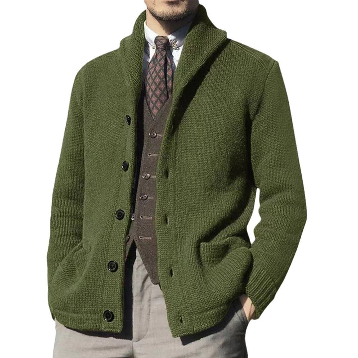 Herren cardigan i modern casual stil med sjalkrage Mirla-Eva Jonsson