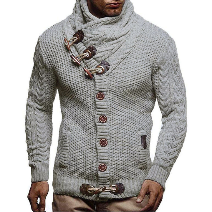 Herren cardigan med asymmetrisk krage Mirla-Eva Jonsson