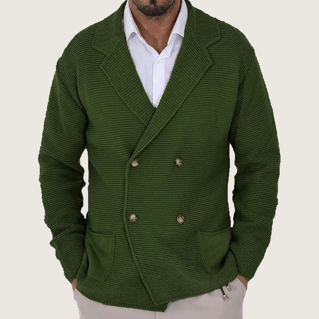 Herren cardigan med dubbel smickrande snitt Mirla-Eva Jonsson