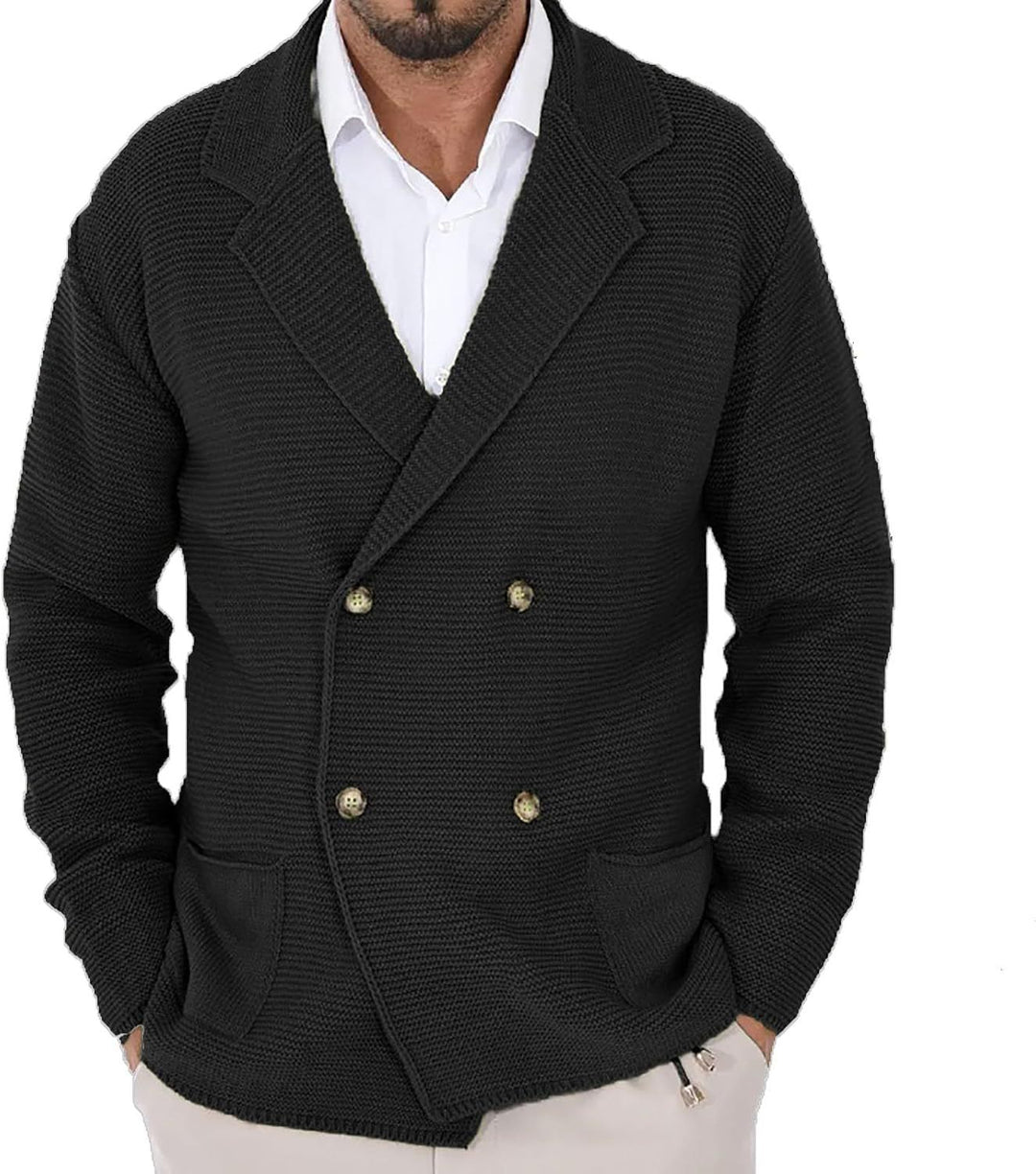 Herren cardigan med dubbel smickrande snitt Mirla-Eva Jonsson