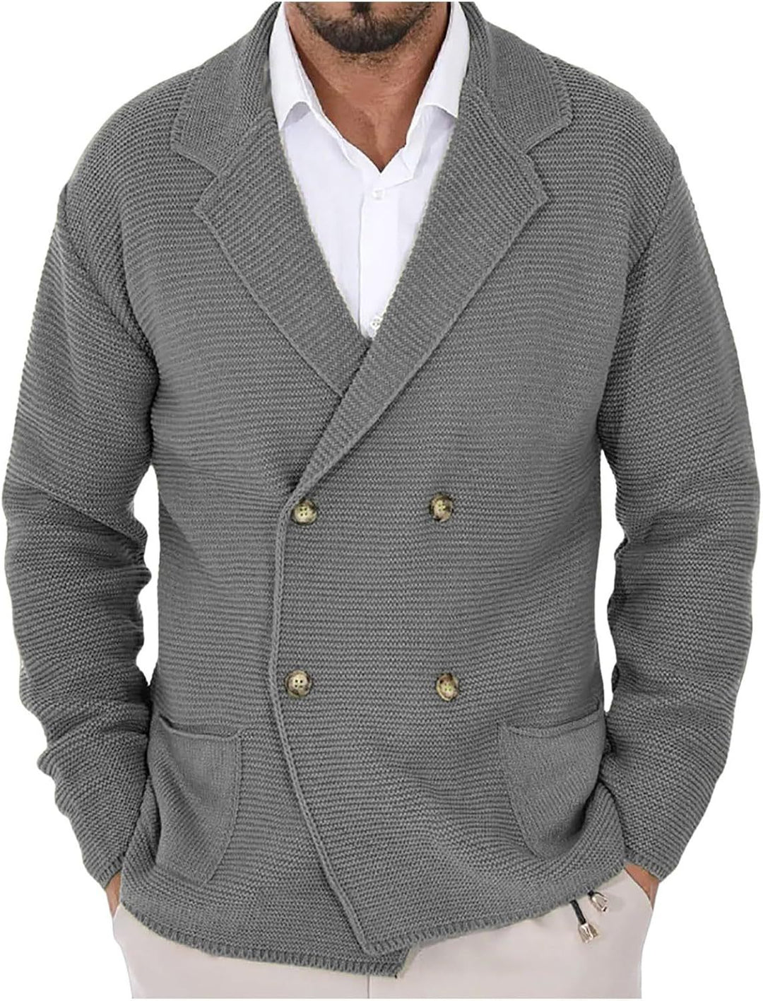 Herren cardigan med dubbel smickrande snitt Mirla-Eva Jonsson