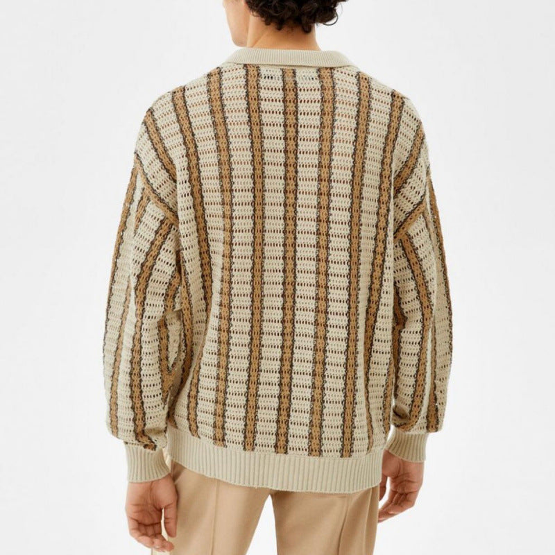 Herren cardigan med elegant hålmönster och praktiska knappar Mirla-Eva Jonsson