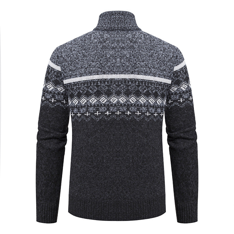 Herren cardigan med modern mönster och hög krage Mirla-Eva Jonsson