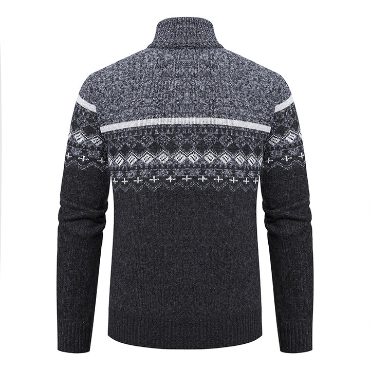 Herren cardigan med modern mönster och hög krage Mirla-Eva Jonsson