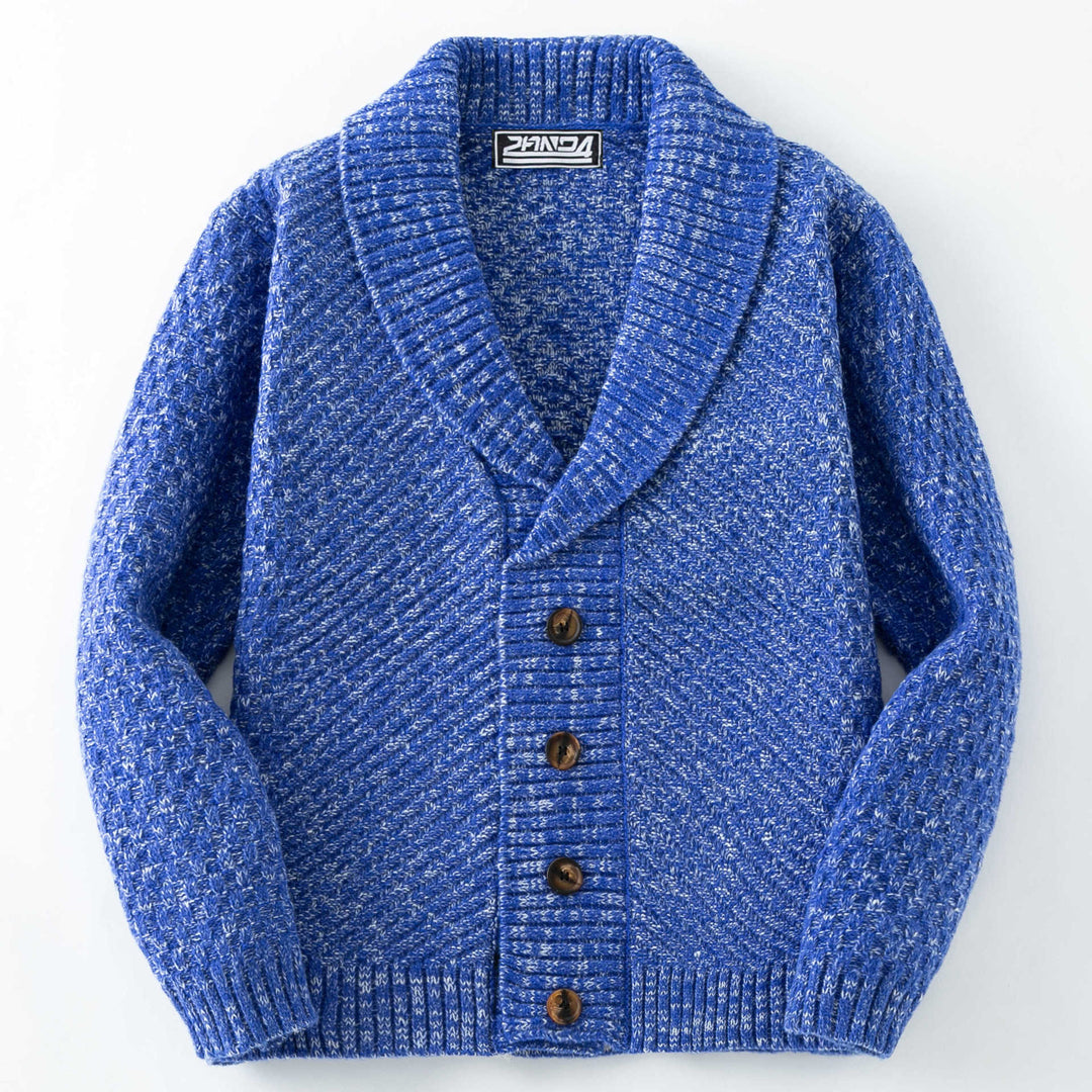 Herren cardigan med stor sjalkrag och strukturerad design Mirla-Eva Jonsson