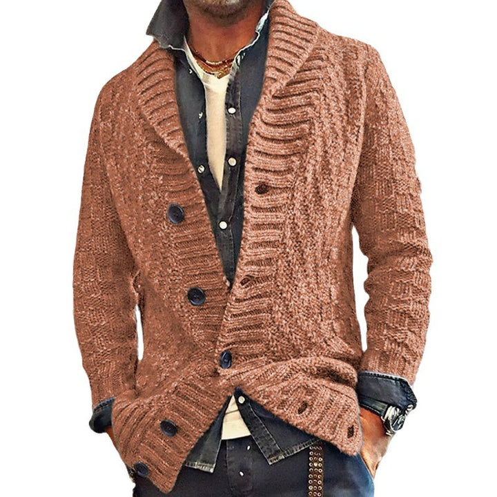 Herren cardigan med stor sjalkrag och strukturerad design Mirla-Eva Jonsson