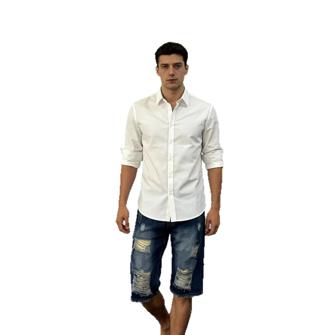 Herren casual destroyed jeans shorts with frayed hems and wide leg Mirla-Eva Jonsson