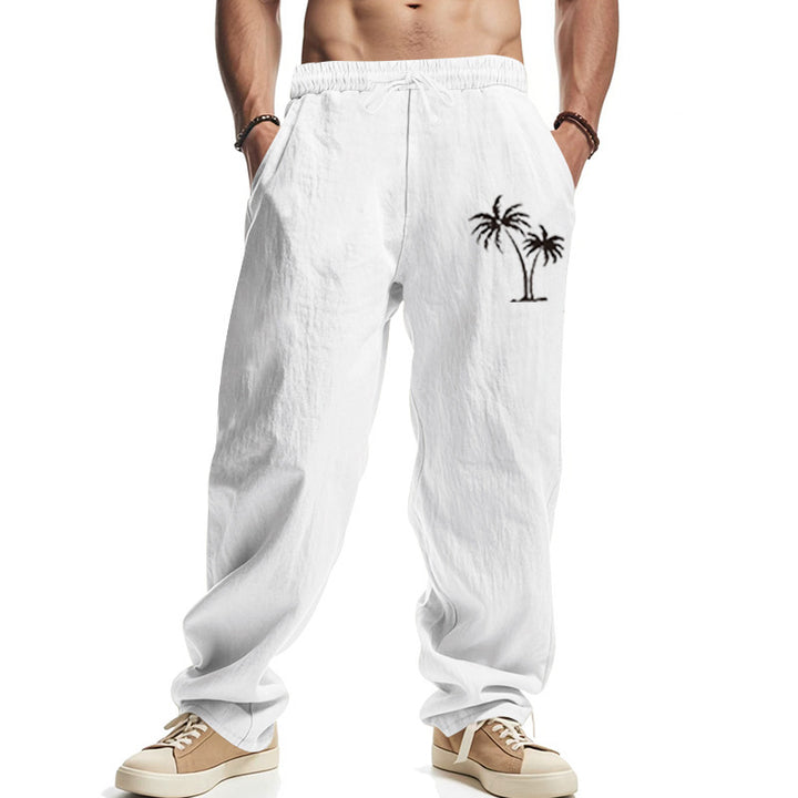 Herren casual fritidsbyxor med palmtryck Mirla-Eva Jonsson