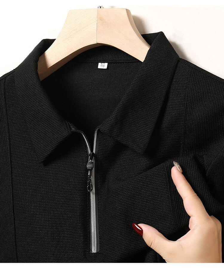Herren casual långärmad tröja med halvkedja och strukturerad design Mirla-Eva Jonsson