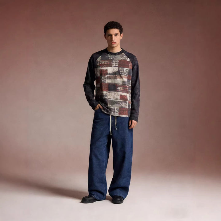 Herren casual sweatshirt with graphic print and raglan sleeves Mirla-Eva Jonsson