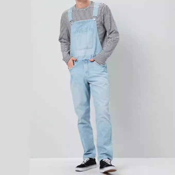 Herren denim hängselbyxor i vintage-stil med justerbara bälten och praktiska fickor Eva Jonsson-Eva Jonsson