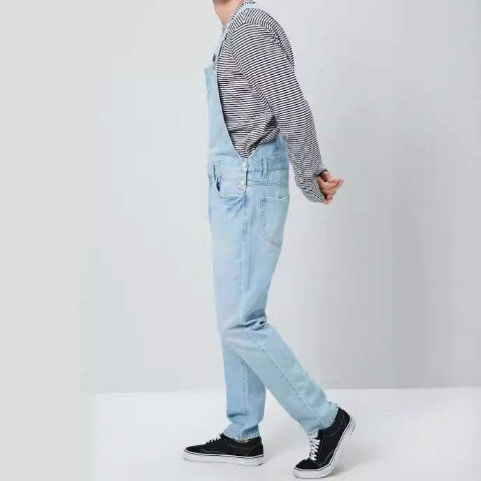 Herren denim hängselbyxor i vintage-stil med justerbara bälten och praktiska fickor Mirla-Eva Jonsson
