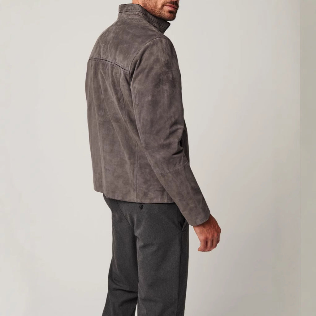 Herren elegant läderjacka i minimalistisk design med hög krage Eva Jonsson-Eva Jonsson
