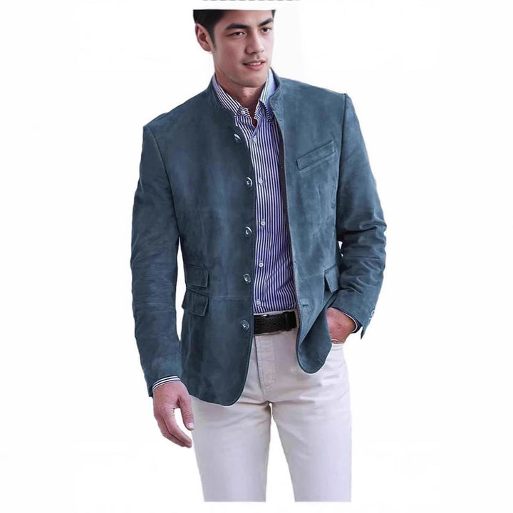 Herren elegant mockaskinnjacka i modern design Mirla-Eva Jonsson