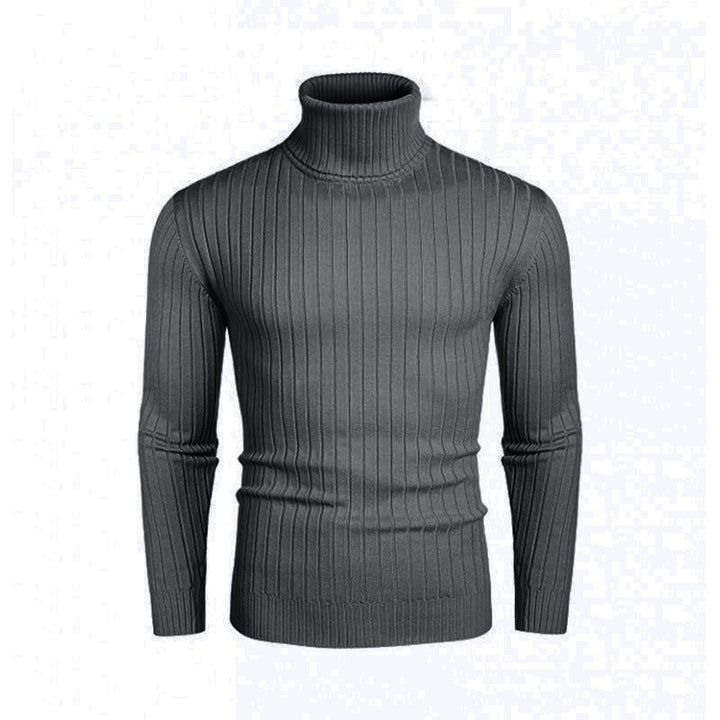 Herren elegant rullkragepullover av fin ribbad stickning Mirla-Eva Jonsson