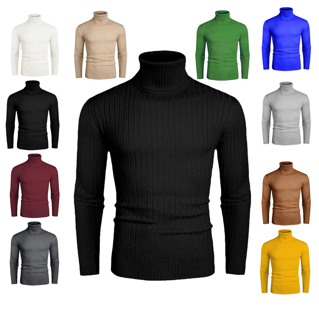 Herren elegant rullkragepullover av fin ribbad stickning Mirla-Eva Jonsson