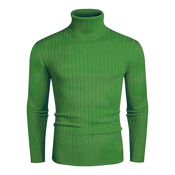 Herren elegant rullkragepullover av fin ribbad stickning Mirla-Eva Jonsson