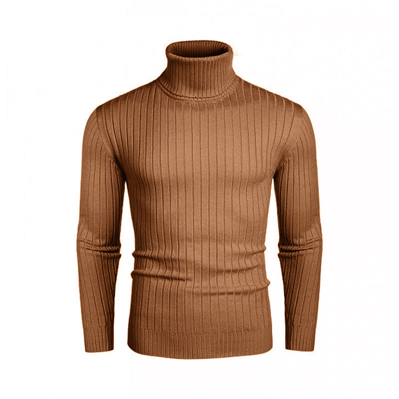 Herren elegant rullkragepullover av fin ribbad stickning Mirla-Eva Jonsson