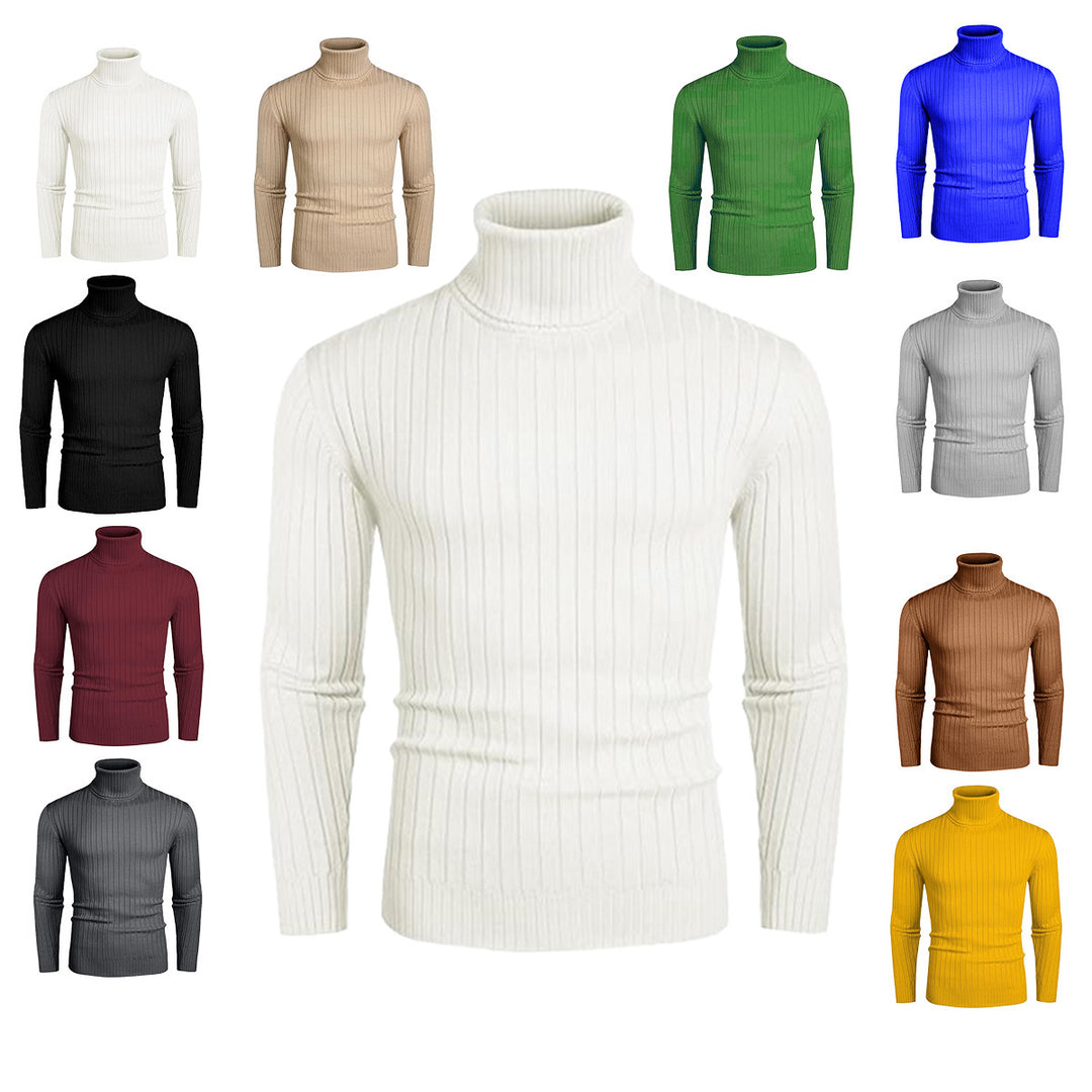 Herren elegant rullkragepullover av fin ribbad stickning Mirla-Eva Jonsson