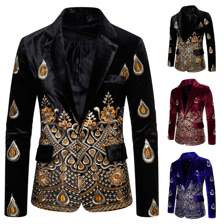 Herren elegant sammet blazer med konstfullt broderi design Mirla-Eva Jonsson