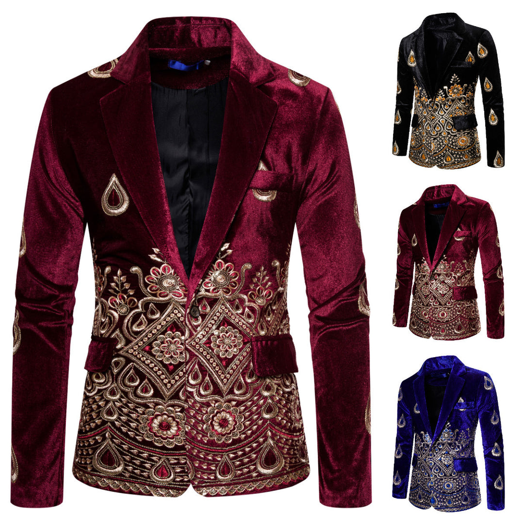 Herren elegant sammet blazer med konstfullt broderi design Mirla-Eva Jonsson