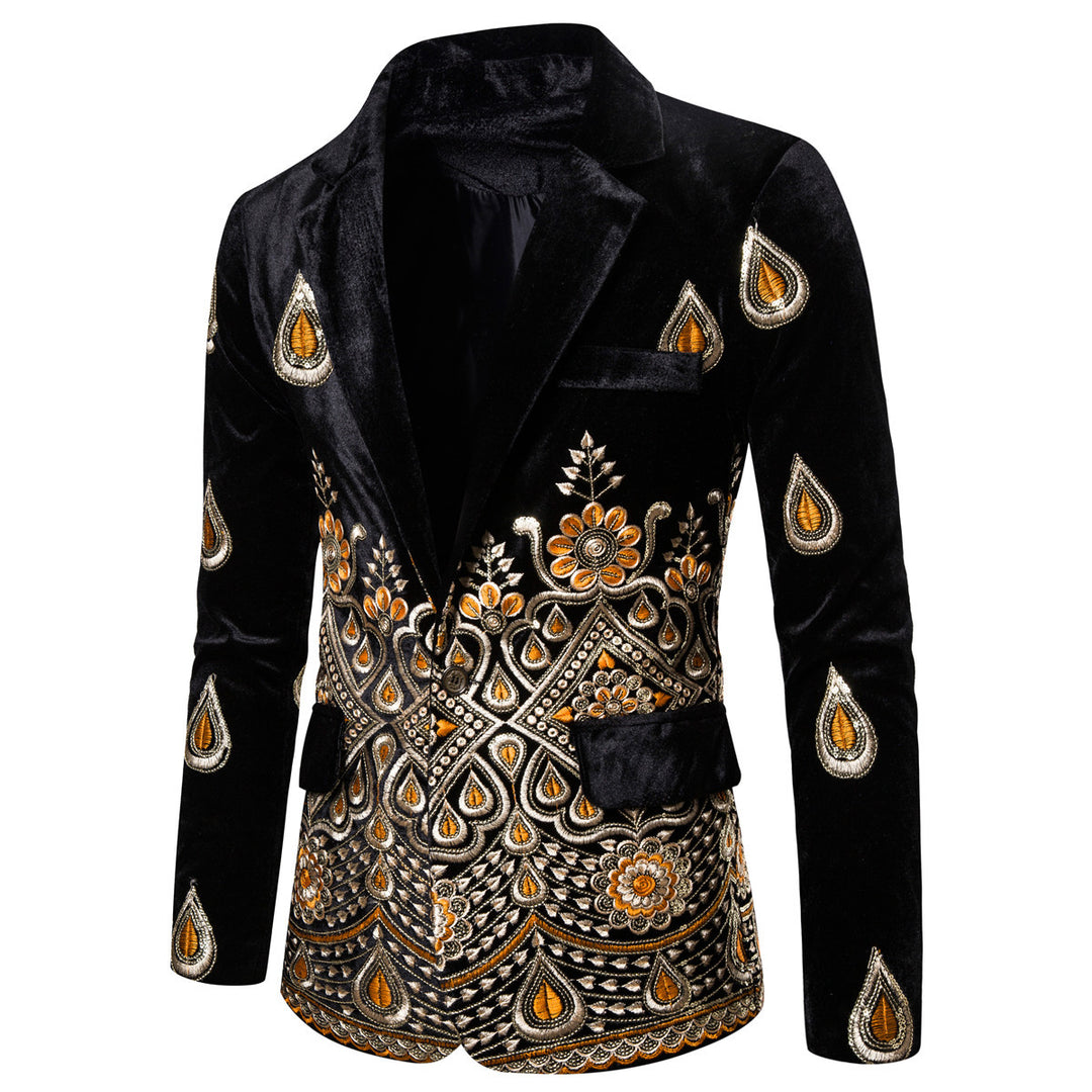 Herren elegant sammet blazer med konstfullt broderi design Mirla-Eva Jonsson