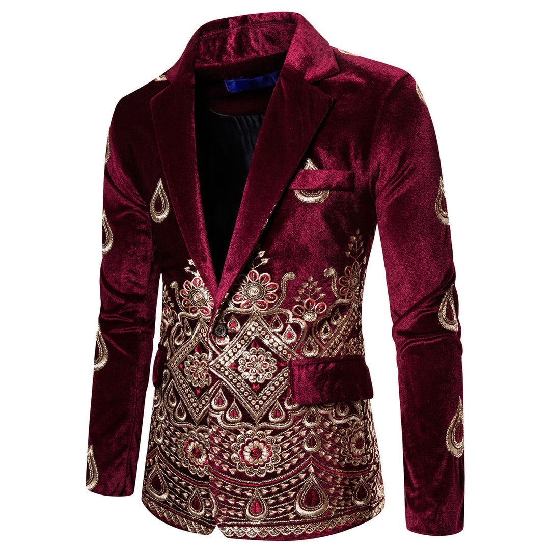Herren elegant sammet blazer med konstfullt broderi design Mirla-Eva Jonsson