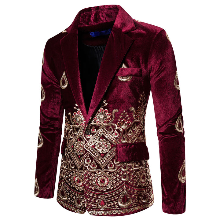 Herren elegant sammet blazer med konstfullt broderi design Mirla-Eva Jonsson