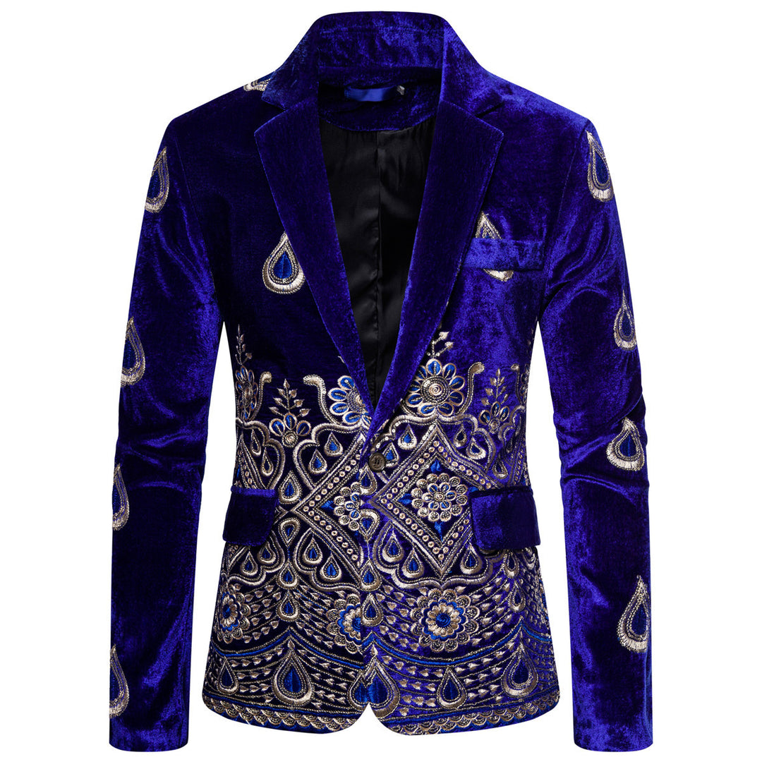 Herren elegant sammet blazer med konstfullt broderi design Mirla-Eva Jonsson