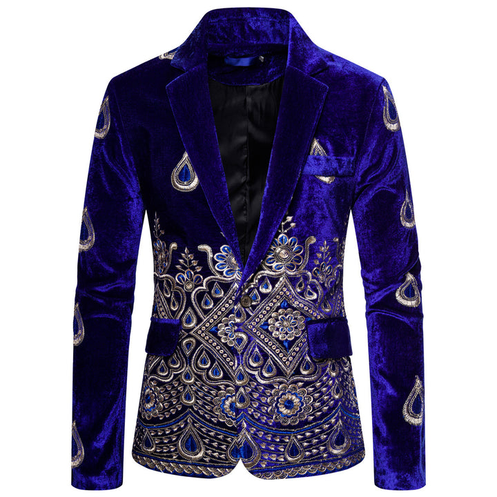 Herren elegant sammet blazer med konstfullt broderi design Mirla-Eva Jonsson