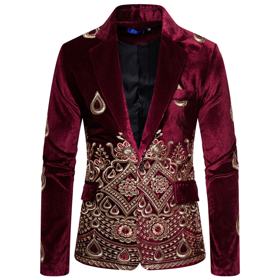 Herren elegant sammet blazer med konstfullt broderi design Mirla-Eva Jonsson