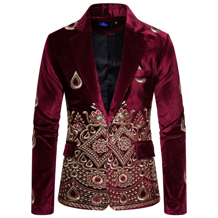 Herren elegant sammet blazer med konstfullt broderi design Mirla-Eva Jonsson