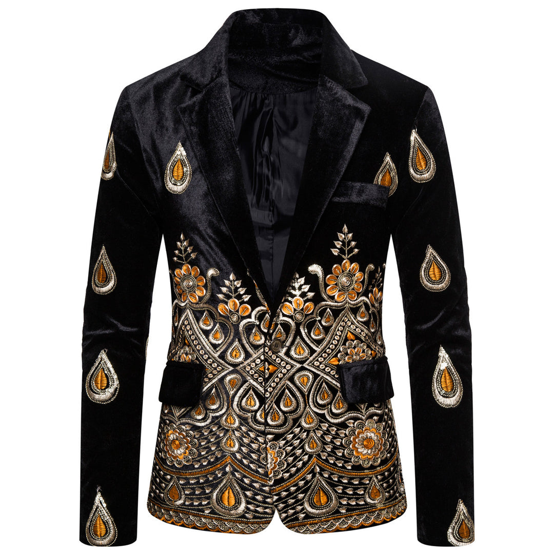 Herren elegant sammet blazer med konstfullt broderi design Mirla-Eva Jonsson
