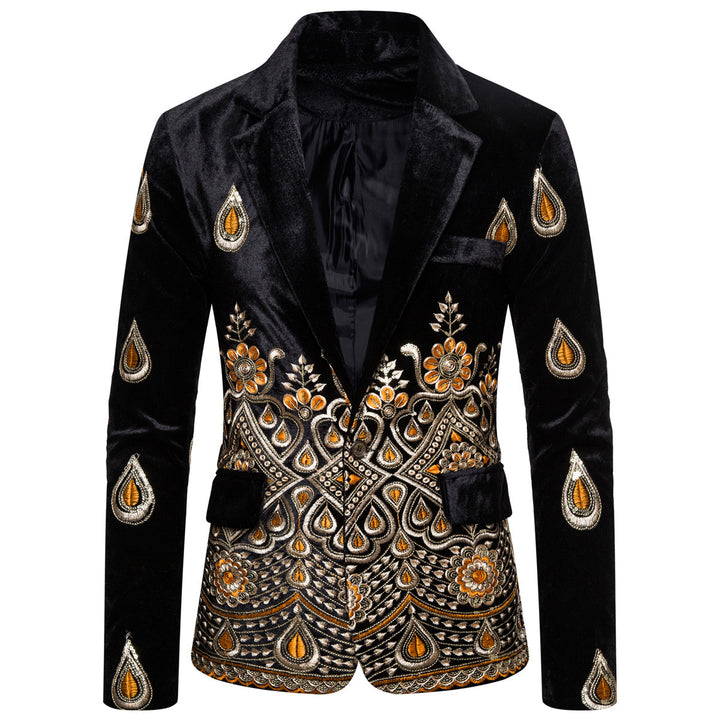 Herren elegant sammet blazer med konstfullt broderi design Mirla-Eva Jonsson