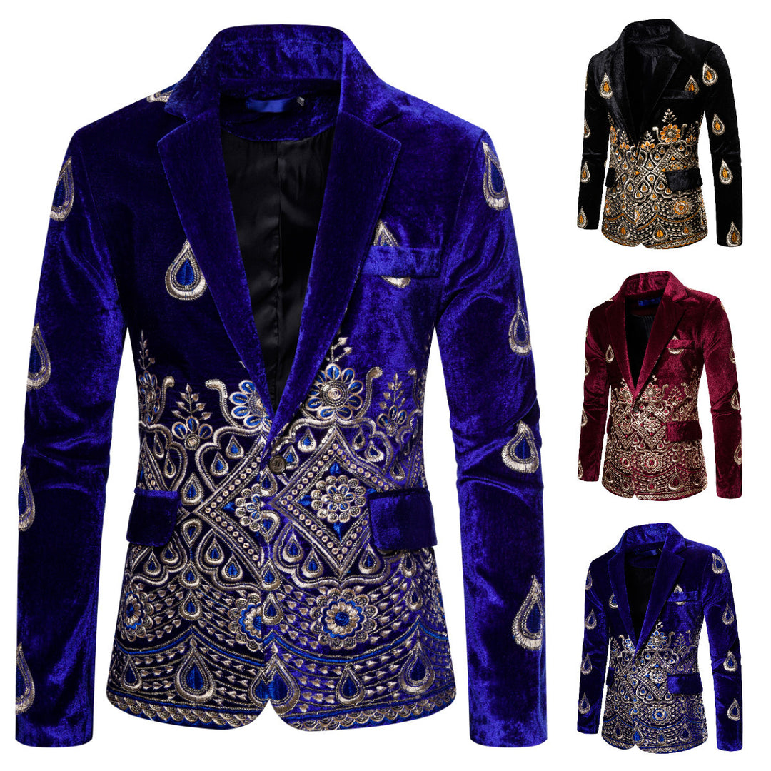 Herren elegant sammet blazer med konstfullt broderi design Mirla-Eva Jonsson