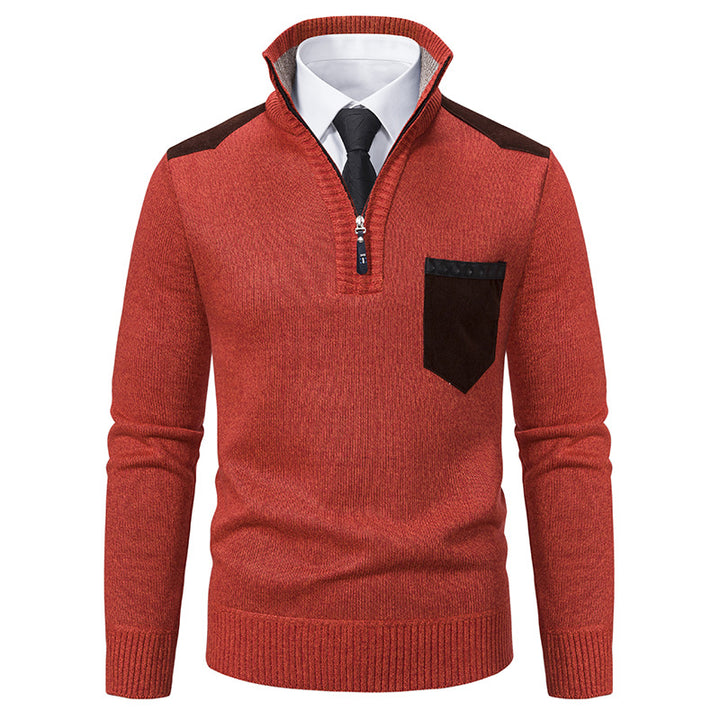 Herren elegant ståkragepullover med dragkedja och strukturerad design Mirla-Eva Jonsson