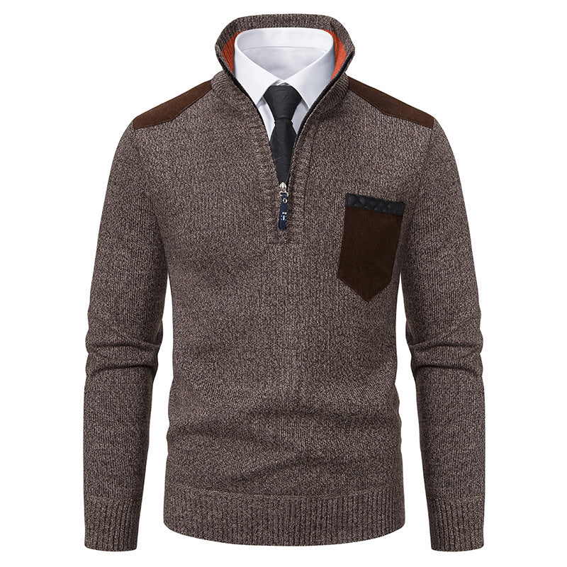 Herren elegant ståkragepullover med dragkedja och strukturerad design Mirla-Eva Jonsson