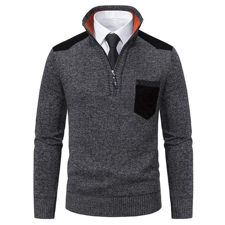 Herren elegant ståkragepullover med dragkedja och strukturerad design Mirla-Eva Jonsson