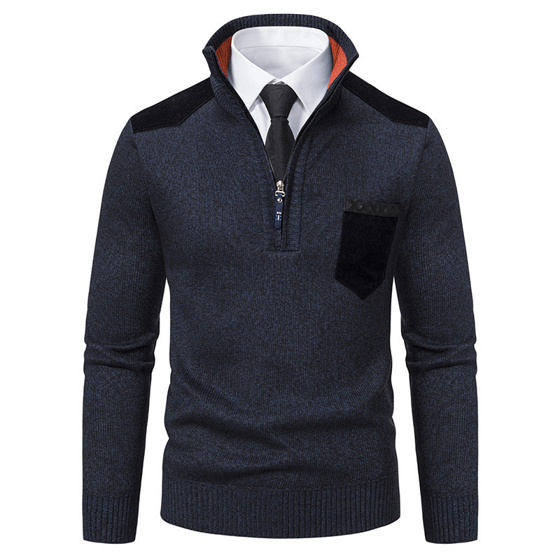 Herren elegant ståkragepullover med dragkedja och strukturerad design Mirla-Eva Jonsson