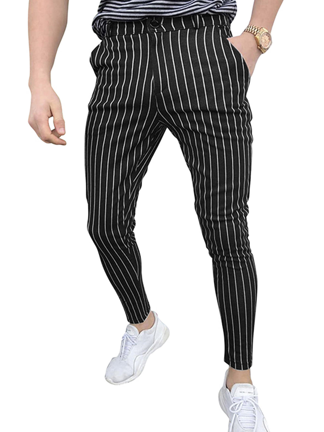 Herren eleganta Slim-Fit Jeans i modernt randmönster Mirla-Eva Jonsson